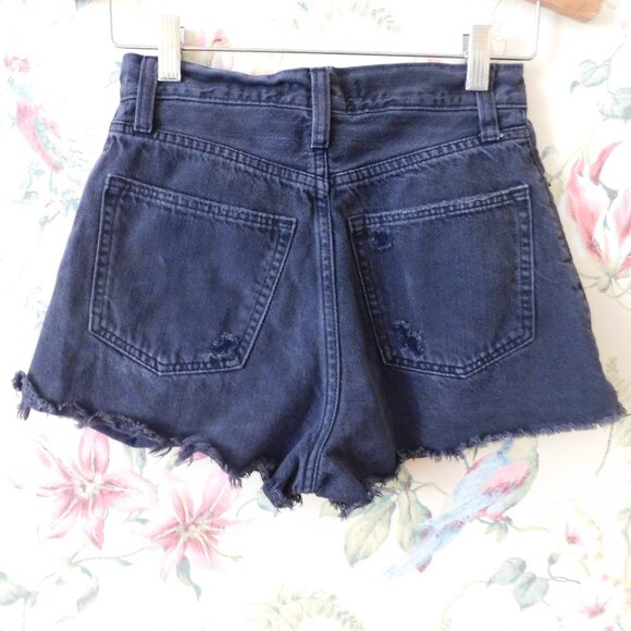 🦌 Abercrombie & Fitch Distressed Ripped Black Shorts - Picture 10 of 14